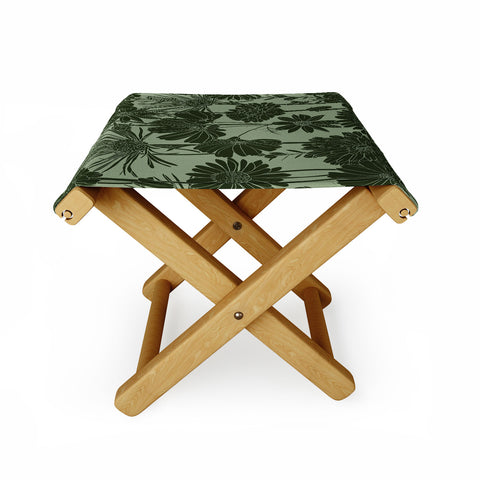 Megan Morris Floral Prints Dark Green Folding Stool