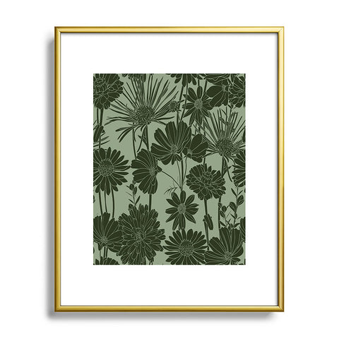 Megan Morris Floral Prints Dark Green Metal Framed Art Print
