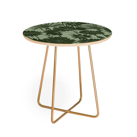 Megan Morris Floral Prints Dark Green Round Side Table