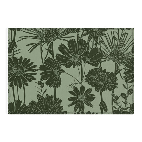 Megan Morris Floral Prints Dark Green Outdoor Rug