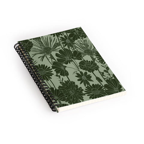 Megan Morris Floral Prints Dark Green Spiral Notebook