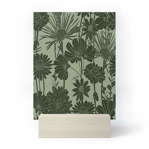 Megan Morris Floral Prints Dark Green Mini Art Print