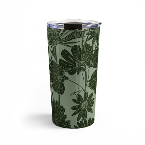 Megan Morris Floral Prints Dark Green Travel Mug