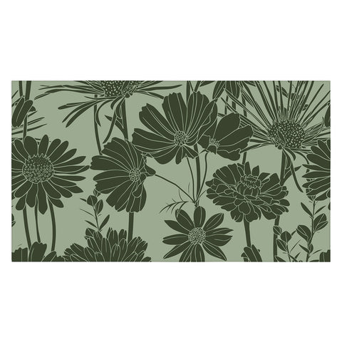 Megan Morris Floral Prints Dark Green Tablecloth
