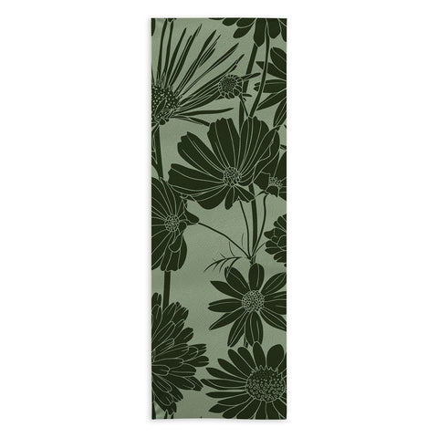 Megan Morris Floral Prints Dark Green Yoga Towel