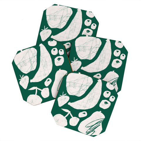 Megan Roy Abstract Fruit Green Coaster Set