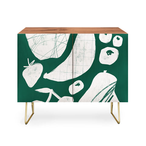 Megan Roy Abstract Fruit Green Credenza