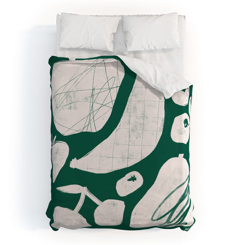 Megan Roy Abstract Fruit Green Duvet Cover