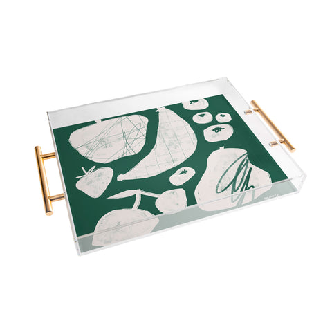 Megan Roy Abstract Fruit Green Acrylic Tray
