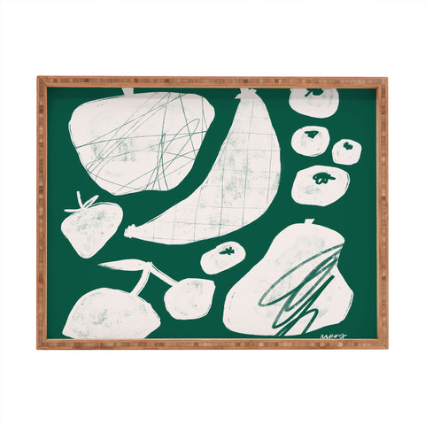 Megan Roy Abstract Fruit Green Rectangular Tray
