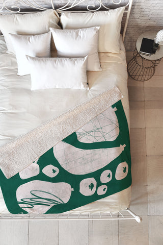 Megan Roy Abstract Fruit Green Fleece Throw Blanket