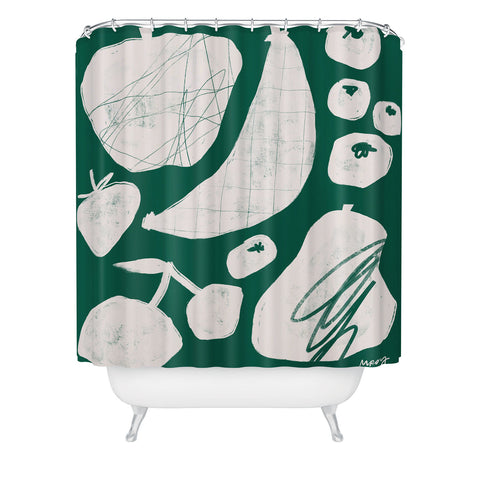 Megan Roy Abstract Fruit Green Shower Curtain