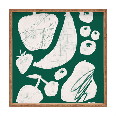 Megan Roy Abstract Fruit Green Square Tray