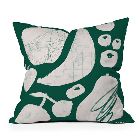 Megan Roy Abstract Fruit Green Outdoor Throw Pillow