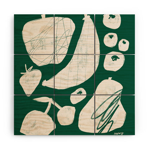 Megan Roy Abstract Fruit Green Wood Wall Mural