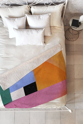 Megan Roy Color Block 01 Fleece Throw Blanket
