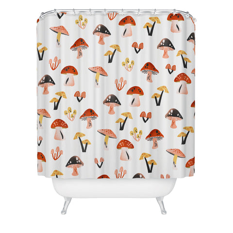 Megan Roy Mini Mushrooms Shower Curtain