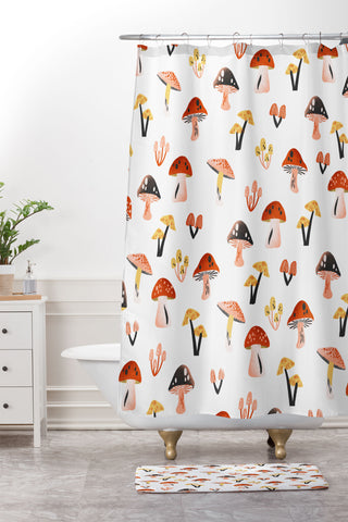 Megan Roy Mini Mushrooms Shower Curtain And Mat