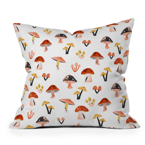 Megan Roy Mini Mushrooms Throw Pillow