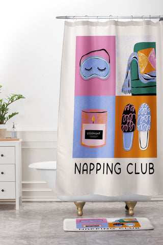 Megan Roy Napping Club Shower Curtain And Mat