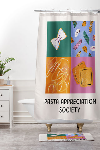 Megan Roy Pasta Appreciation Society Shower Curtain And Mat
