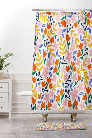 Megan Roy Rainbow Garden Shower Curtain And Mat