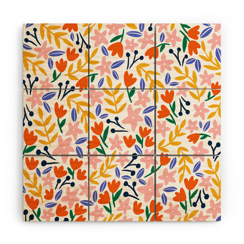 Megan Roy Rainbow Garden Wood Wall Mural