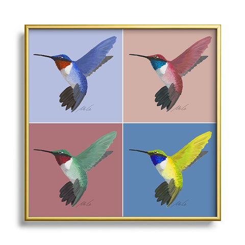 mele_artanddesign 05 Hummingbird Square Metal Framed Art Print