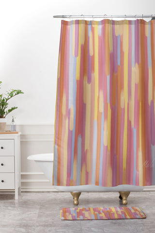 mele_artanddesign Acrylic Stripes Pattern Shower Curtain And Mat