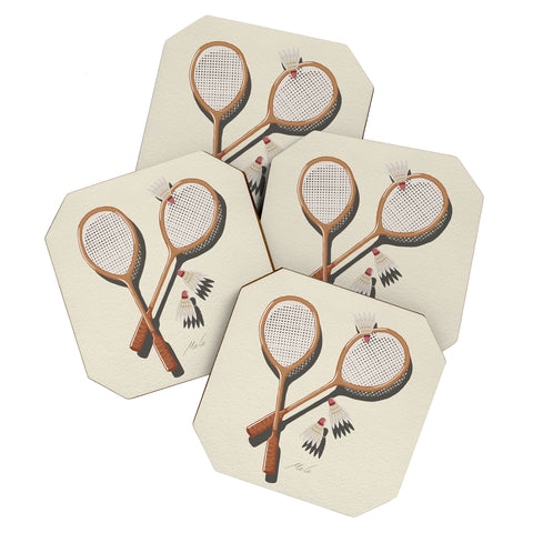 mele_artanddesign Badminton Retro Coaster Set