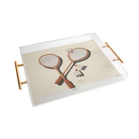 mele_artanddesign Badminton Retro Acrylic Tray