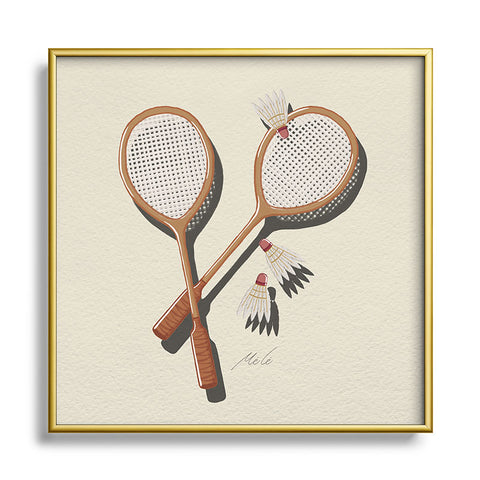 mele_artanddesign Badminton Retro Square Metal Framed Art Print