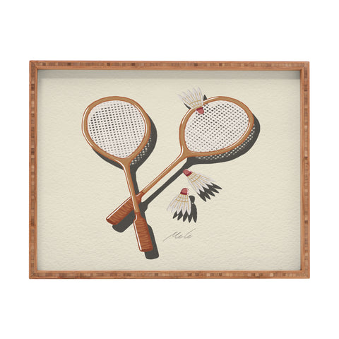 mele_artanddesign Badminton Retro Rectangular Tray