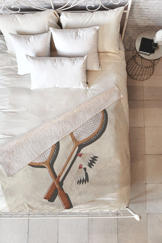 mele_artanddesign Badminton Retro Fleece Throw Blanket