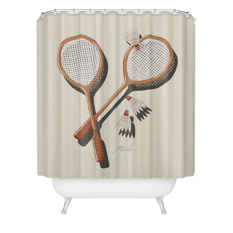 mele_artanddesign Badminton Retro Shower Curtain