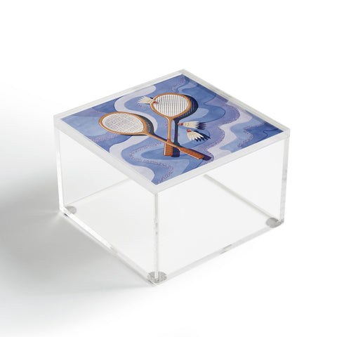 mele_artanddesign Badminton Retro Swirls Blue Acrylic Box