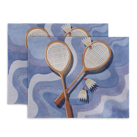 mele_artanddesign Badminton Retro Swirls Blue Placemat