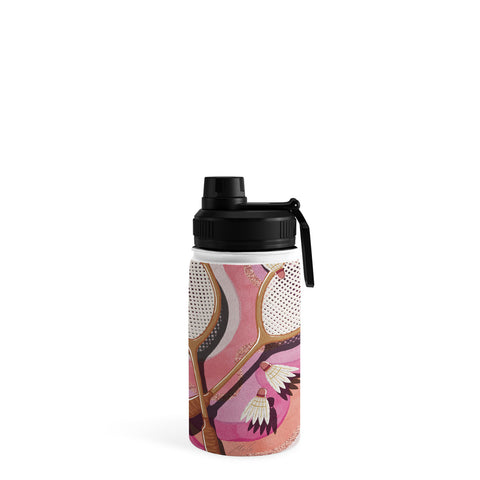 mele_artanddesign Badminton Retro Swirls Pink Water Bottle