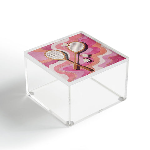 mele_artanddesign Badminton Retro Swirls Pink Acrylic Box