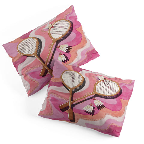 mele_artanddesign Badminton Retro Swirls Pink Pillow Shams