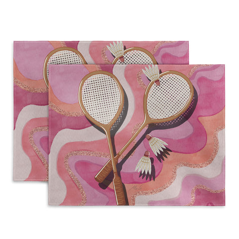 mele_artanddesign Badminton Retro Swirls Pink Placemat