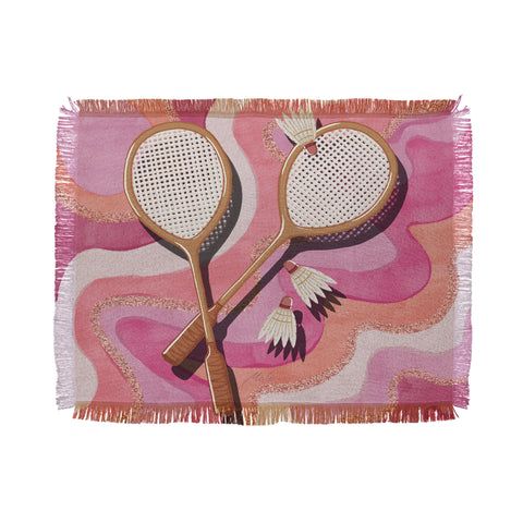 mele_artanddesign Badminton Retro Swirls Pink Throw Blanket