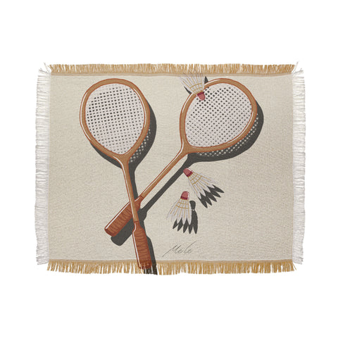 mele_artanddesign Badminton Retro Throw Blanket
