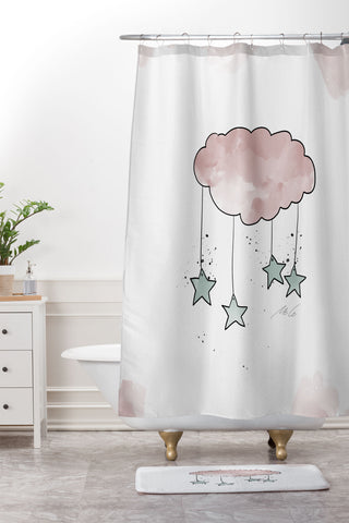 mele_artanddesign CloudNursery Art01 Shower Curtain And Mat