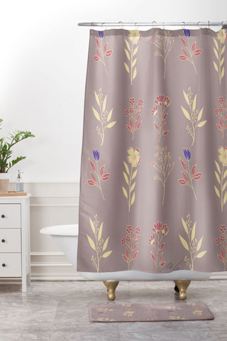 mele_artanddesign Flower Pattern07 Shower Curtain And Mat