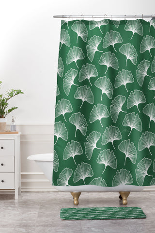 mele_artanddesign Ginkgo Leafs Pattern21 Shower Curtain And Mat