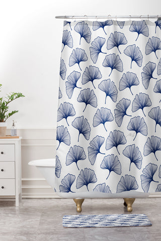 mele_artanddesign Ginkgo Leafs Pattern42 Shower Curtain And Mat