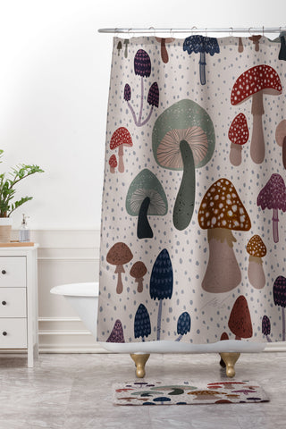 mele_artanddesign Mushroom collection04 Shower Curtain And Mat