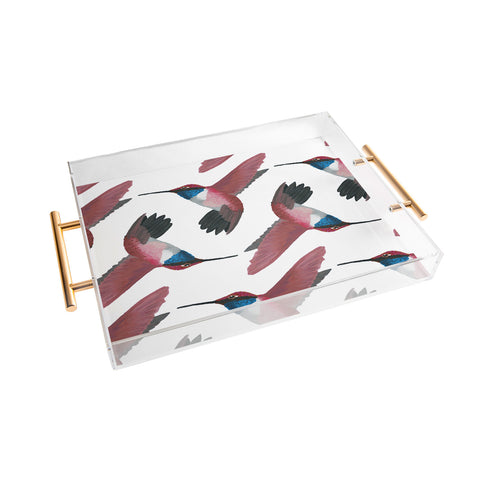 mele_artanddesign Red Hummingbird Acrylic Tray