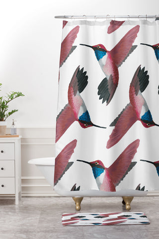 mele_artanddesign Red Hummingbird Shower Curtain And Mat